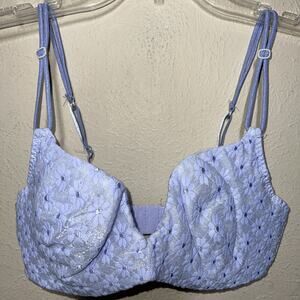 Vintage Maidenform French Demi 9197 Soft Cup Underwire Floral Women 34C Lavender